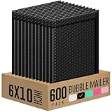 Switory 600 Stk. Luftpolsterumschläge Luftpolsterversandtaschen Schwarz Großpackung 6x9" (15,2x22,9cm Innen), B2B Gewerbe-Vorrat für Online-Händler, Außenmaß 15,3x26,9cm, Kosteneffizient