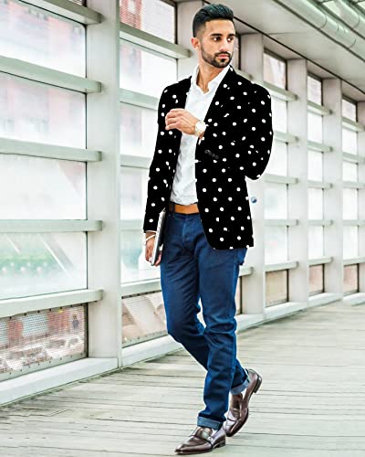 Men's Blazer 2 Button Long Sleeve Printed Regular Fit Suit Jacket Business Lightweight Casual Sport Coat2