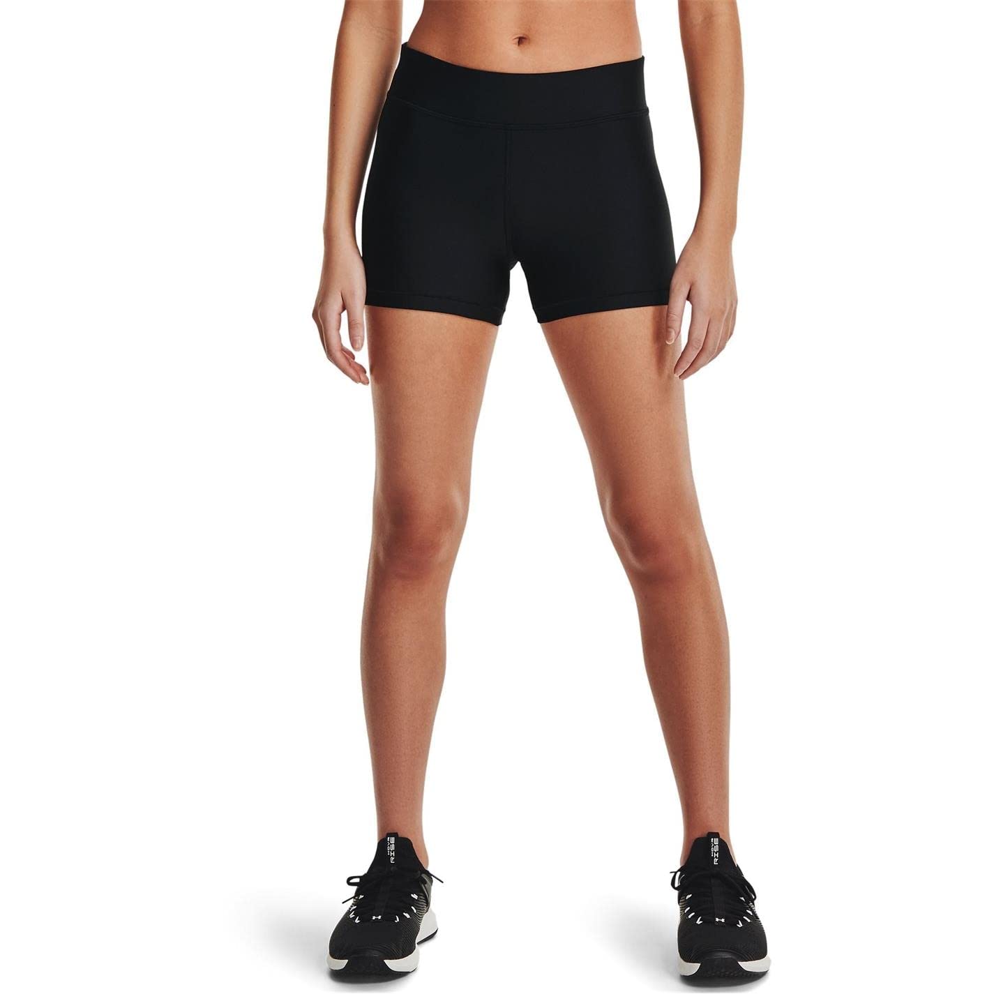 Under Armour HG Armour Mid Rise Shorty, Short de sport souple, Short de compression pour femme Femme, Black / White, L
