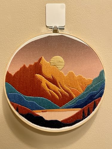 Image of mozhijing Landscape Embroidery Stamped Pattern.Scenery Embroidery Kits for Beginners Adults, Mountains and Lake Stamped Cross Stitch Kits for Beginners (Pattern A)