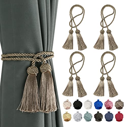 Bel Avenir 4 Pack Curtain Handmade Tiebacks Decorative Curtain Holdbacks With Tassel (Flaxen, 4 Pack) #TOP14