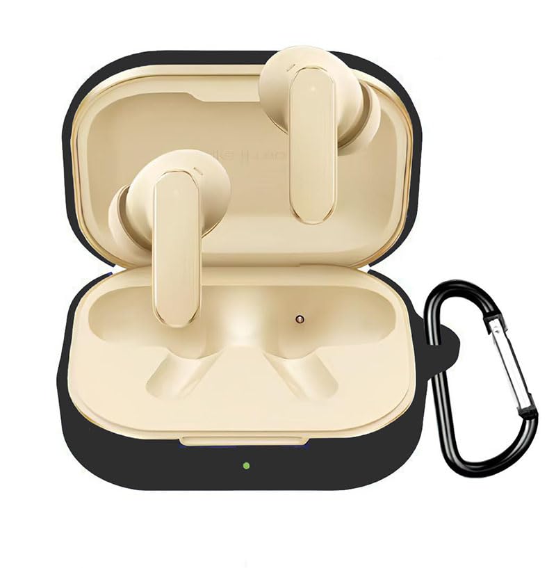 Image of AJM 360 Protection Shockproof Design Soft Rubberised Case with Keychain for Realme Buds Air 8 (Black)
