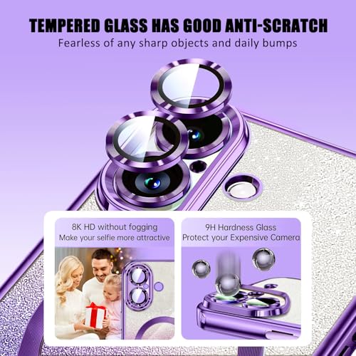 Image of Misscase for iPhone 17 Case Compatible with MagSafe,Built-in Camera Lens Protector Full Protection Soft TPU Anti-Scratch Anti-Fingerprint Magnetic Glitter Slim Case Cover 6.3 inch Purple