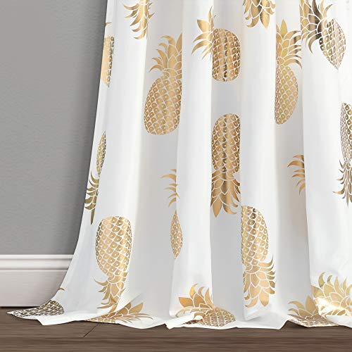 Lush Decor Pineapple Set Long Window Curtain Panel Pair, 52" X 84" (Gold), 52 In X 84 #TOP3