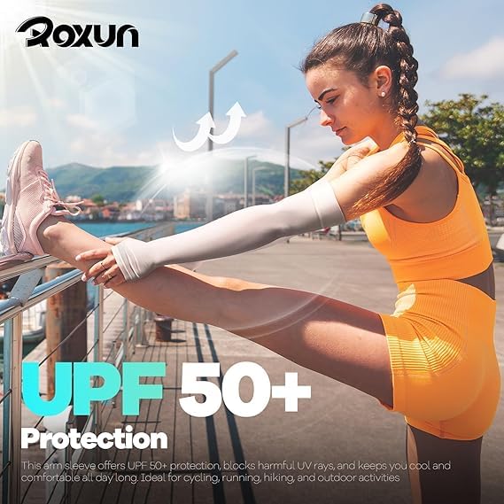 Image of MIZUNA Sun Protection Arm Sleeves Hand gloves For Men & Women,Thumb Holes UPF 50 Arm Cover for Biking,Cricket,Cycling, Golf, Outdoor Sports