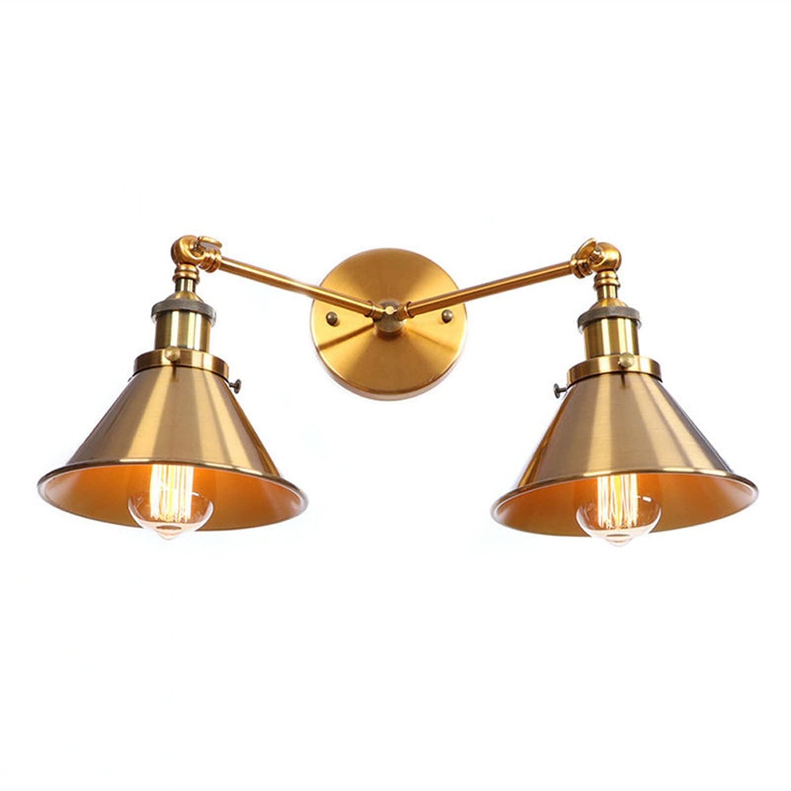 ZTCHSENZT Wall Sconces, Retro Loft Adjustable Wrought Iron Wall Light Industrial V-intage Adjust Bedside Wall Lamp E27 Double Iron Wall Sconce Fixture Home Indoor Lighting Bedside,Gold