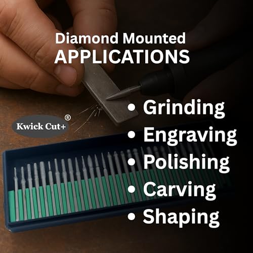 Image of 30 Pcs Diamond Rotary Tool - 3mmX45mm Shank Bits for Engraving, Carving, Grinding, Polishing - Assorted Shapes for Metal, Wood, Glass, Nail Art Craft, Ceramic, Stone, Jewelry, Dremel