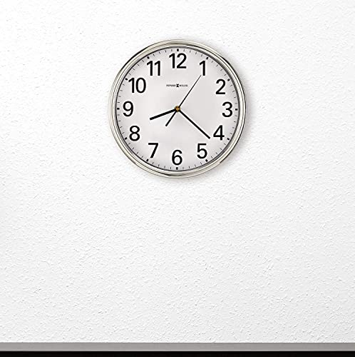 Howard Miller Hamilton Wall Clock 625-561 – Polished Silver-Tone Finished Case, Classic Round Design, Reflective Finishes, Modern Home Decor, Quartz Movement #TOP3