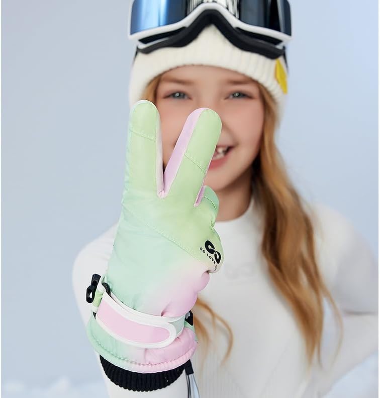 Boys Girls Ski Snow Gloves Waterproof Winter Insulated Thermal Kids Snowboard Gloves for Skiing Snowboarding Ice Skating Snow Sleds Extreme Cold Weather Ski Gear