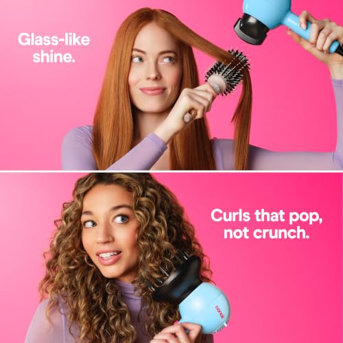 Image of Conair Cake Pop Hair Dryer with Diffuser & Concentrator Attachments, Blow Dryer, Hair Dryers for Women, Tourmaline Ceramic Technology, 3 Heat /2 Speed Settings, Compact Hair Dryer w /Concentrator, Blue