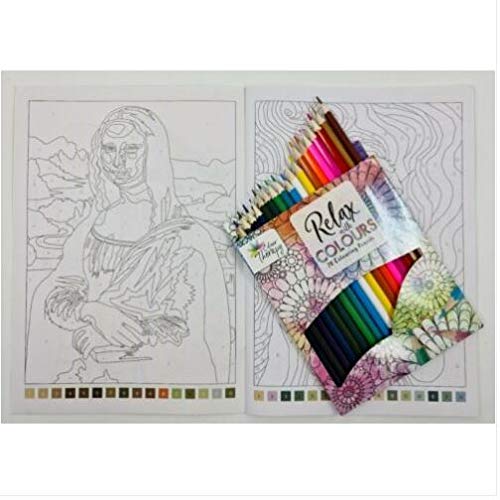evelay Advanced Adult Colouring Book with 20 Colouring Pencils A4 Colour by Numbers Masterpieces Art Set Gift - Image 4