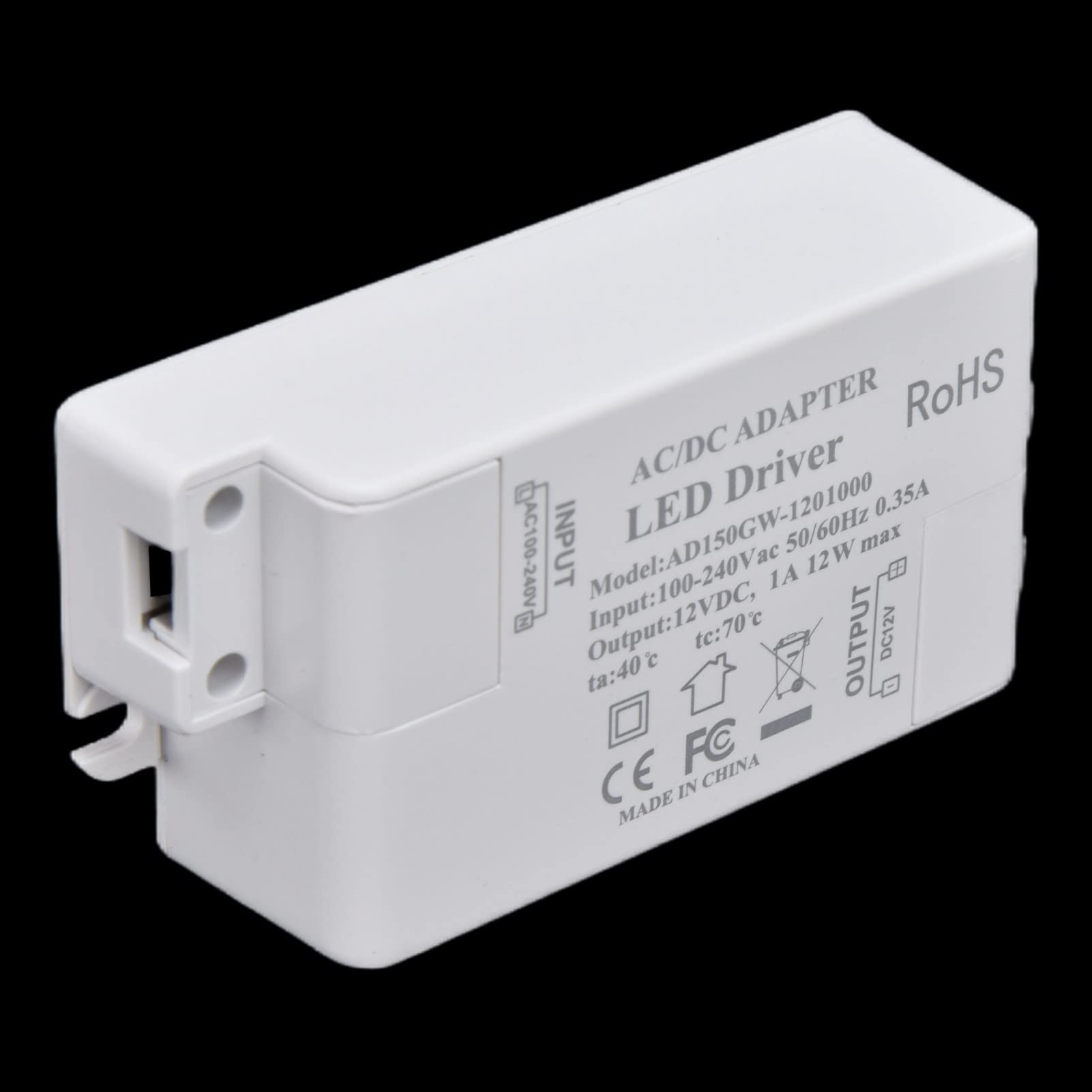 Transformator sterownika LED do oświetlenia wewnętrznego LED format, zamknięte bezpieczeństwo AC100240V/0,35A DC12V/1A 12W G4 MR11 MR16 ABS Materiał 5 lat żywotności, #311