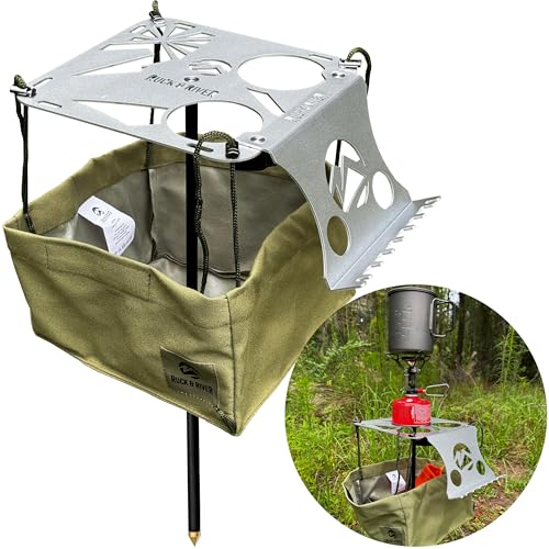 Ruck & River Camping Table - Compact and Lightweight 8'x8' Aluminum Top with Cup Holders, Adjustable Height, Easy to Assemble, Portable Outdoor Table for Camping, Hiking, Fishing, Beach, Hammock