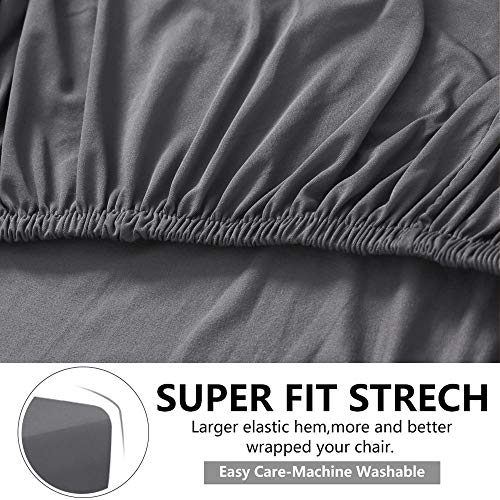 Stretch Dining Chair Slipcovers, Xl/Oversized Removable Washable Soft Spandex Extra Large Dining Room Chair Covers For Kitchen Hotel Table Banquet Solid Color (4 Per Set, Gray) #TOP4