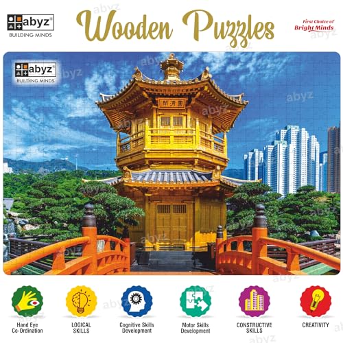 Image of ABYZ Wooden Jigsaw Puzzle - The Chi Lin Nunnery, Hong Kong Playset for Fun Educational & Little Explorers, 500-Pieces Multicolor | Birthday Gift for (7 Plus Years) Age Kids.