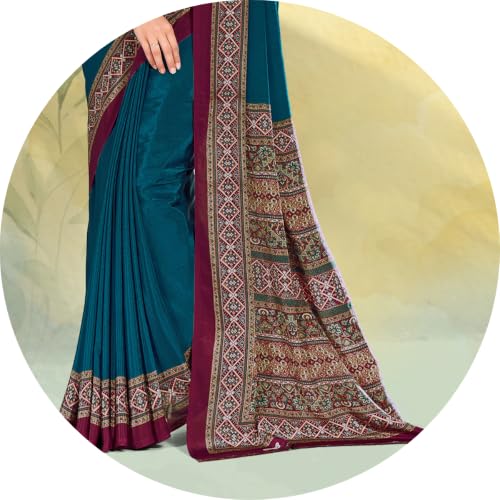 Image of Jaanvi fashion Women's Crepe Silk Saree with Unstitched Blouse Piece | Soft Lightweight Traditional Ethnic Wear Saree for Party, Wedding, Festival