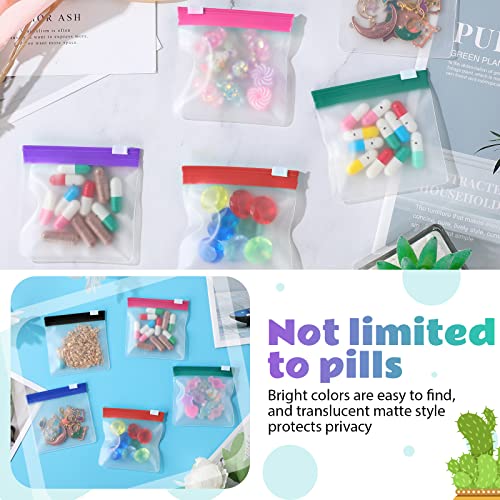 Image of Sherr 35 Pcs Pill Pouch Bags with Zipper Pill Pouch Set Travel Reusable Translucent Medicine Organizer Self Sealing Plastic Bag with Slide Lock for Storage(Classic Colors,3 x 3 Inch,Blank Style)
