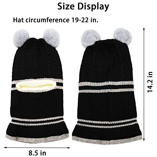 Kids Winter Hat Scarf Mitten Set, Unisex Infant Toddler Baby Kids Hat Scarf 1-4T (Black) - Thumbnail 6