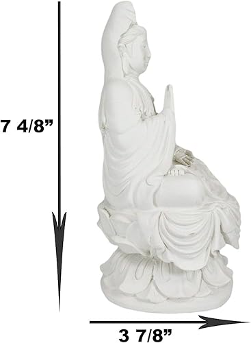 Miniatura 3 de Ebros Budismo Iluminación oriental Diosa del agua y la luna Kuan Yin meditando en el trono de loto, estatua de Buda decorativa religiosa de altar