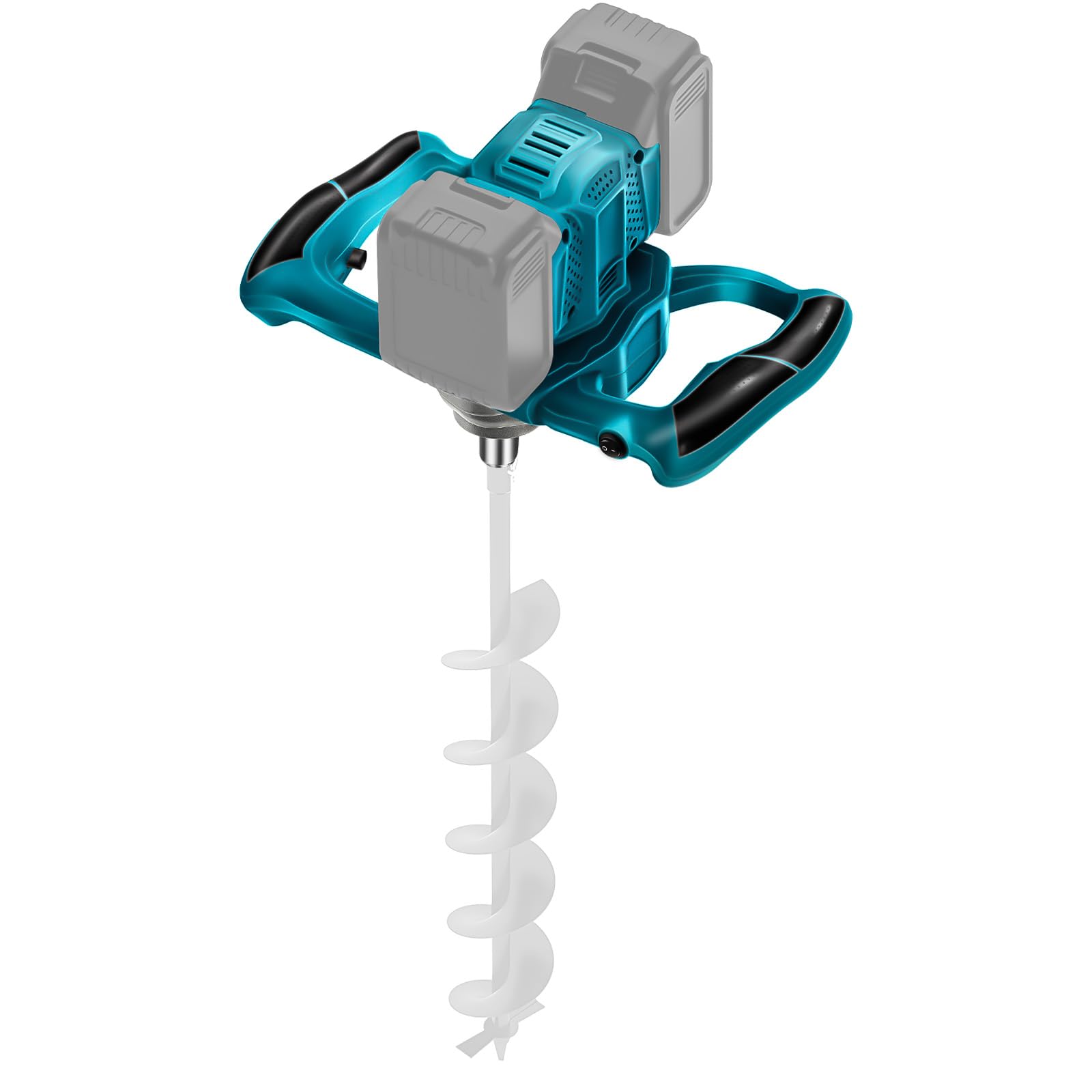 Akku Erdbohrer Kompatibel mit Makita 18V Akku, 1200W Bürstenloser Erdlochbohrer Pfahlbohrer Vloerboor mit 20mm Erdbohrer Adapter für Pfahlbohrer, Zaunbau und Garten (Ohne Bohrer & Batterie)