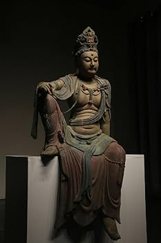 Amazon.co.jp: 羽彰古美術A5464明時代 楠木彫自在菩薩 楠木細密彫超絶