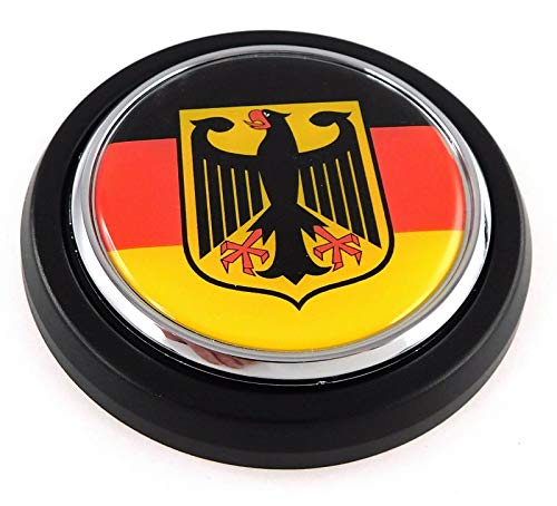 Image of Germany German Flag Car Truck Black Round Grill Badge 3.5 inch Grille Chrome Emblem
