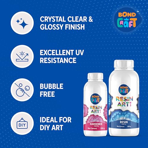 Image of Epoxy Resin Art 750 gm|Crystal Clear 2-Part Liquid Epoxy for DIY Crafts, Jewellery, and Casting Projects | Glossy Finish, Bubble-Free, UV-Resistant, Self-Levelling Resin