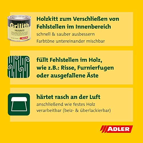 ADLER Grilith Holzkitt Spachtelmasse Kitt für Holz Möbel Basteln Reparieren Schwarz 100 ml