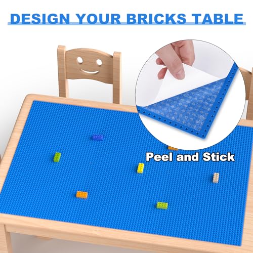 Image of Pokiiulk Classic Baseplates, Peel and Stick Base Plates for Building Bricks, Compatible with Major Brands, Self-Adhersive Base for Bricks 10 inch x 10 inch, 6 Pack Blue