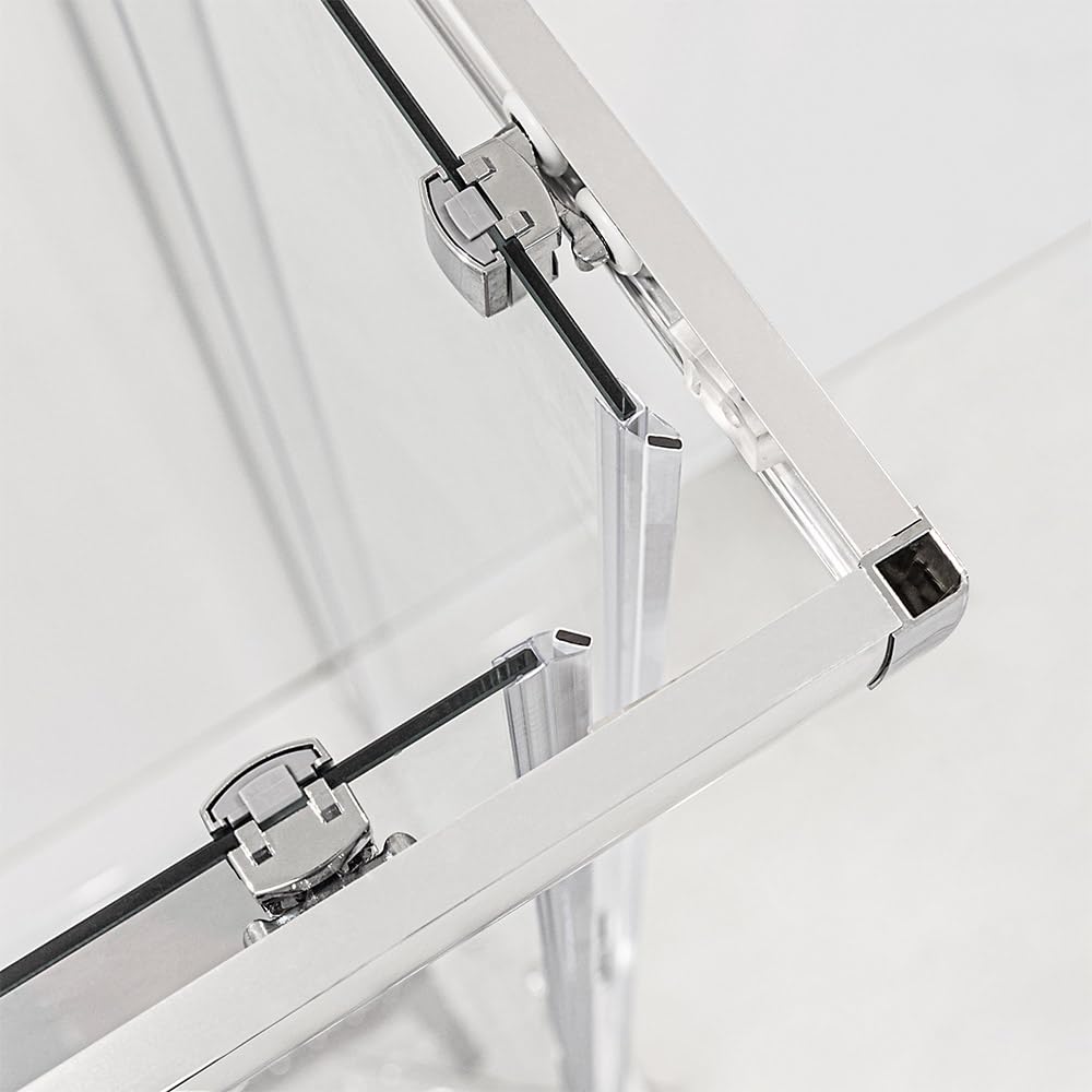 Box doccia angolare 80x80 trasparente H 185, doppio scorrevole con profilo cromato e installazione reversibile, GEO