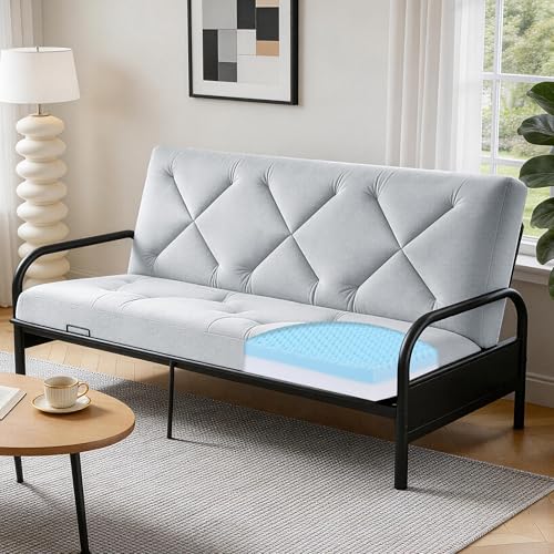 MABOZOO Foldable 6 Full Size Futon Mattress Dual-Sided Foam Design Sleeper Sofa Bed with Zipper Connection Memory Foam Floor Mattress Fits Futon Frames (Frame Not Included)