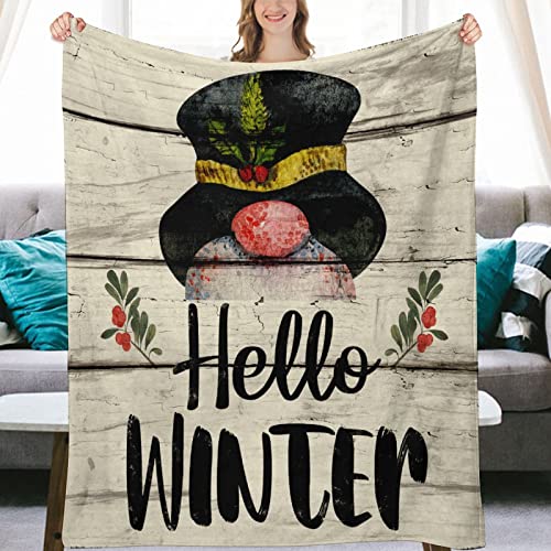 Couverture vintage double face Hello Winter au toucher peluche unique - 8