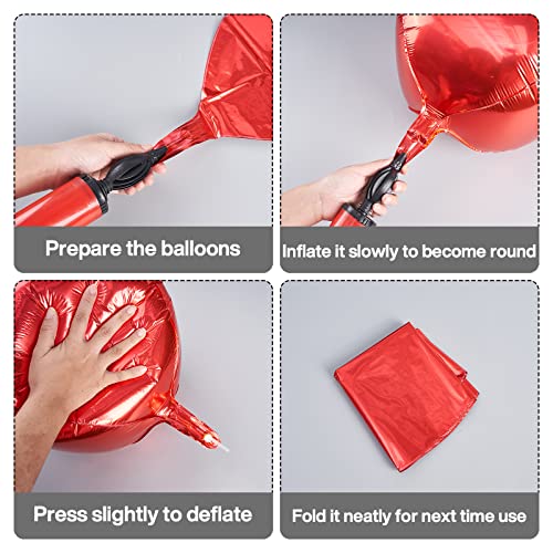 Image of PartyWoo Red Foil Balloons 6pcs Large Round Giant Jumbo 4D Balloons