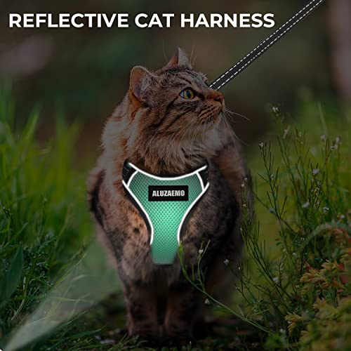 Aluzaemo Cat Harness And Leash Set - Escape Proof Cat Vest Harness For Walking Travel Outdoor - Reflective Adjustable Soft Mesh Breathable Cat Body Harness For Small Medium Large Cat #TOP3