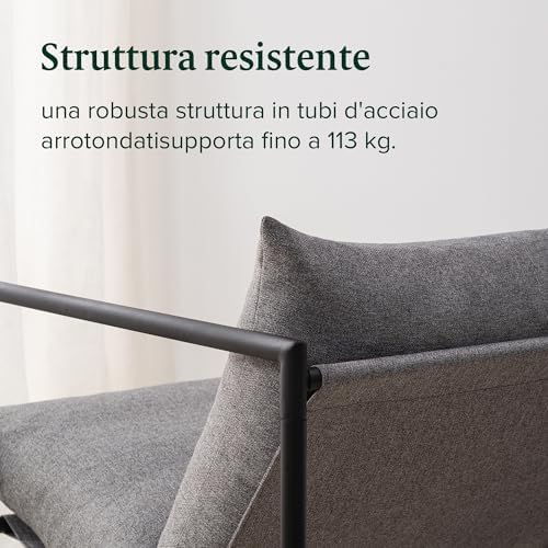 Zinus Poltrona Salotto Moderna a Fionda Aidan - Sedia da Lettura con Struttura In Metallo e Imbottitura in Schiuma a Scaglie - Assemblaggio Facile e Senza Attrezzi - Avena