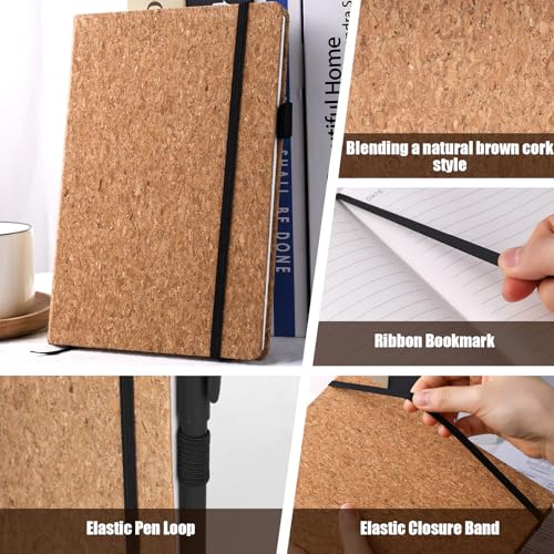Koogel-Ruled-Journal-Notebook-College-Ruled-Paper-57-x-82-Daily-Journal-with-Cork-Leather-Cover-Rustic-Lined-Notebook-80-Sheets160-Pages-100gsm-Paper