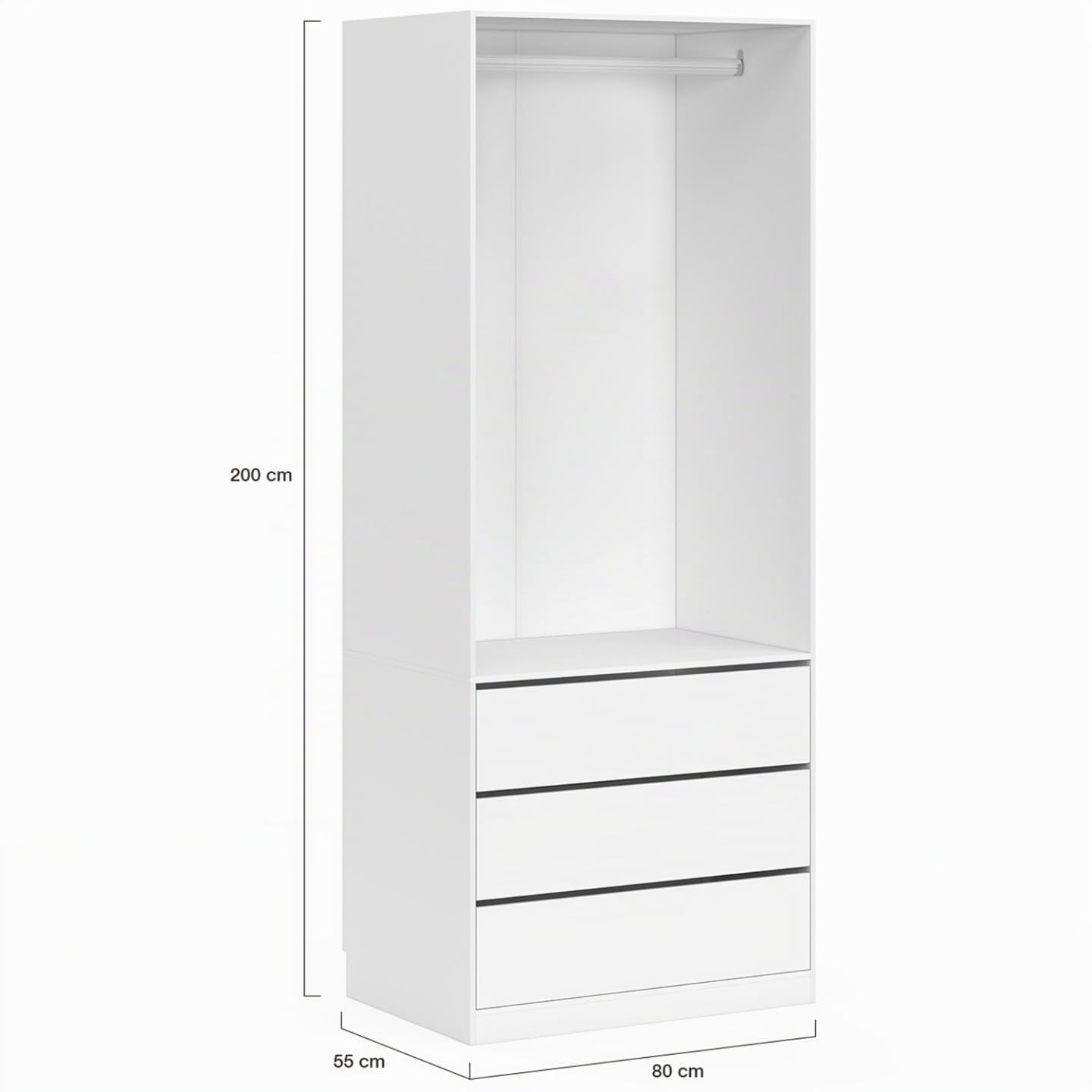 IDMarket - Dressing TAYLOR 80 x 55 x 200 cm blanc