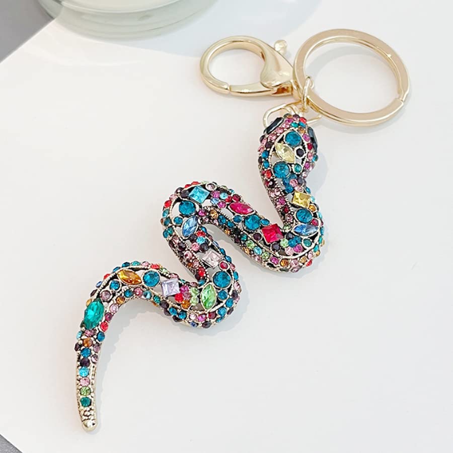 ARFUKA Schlüsselanhänger Schlange Anhänger Autoschlüsselanhänger Kristall Strass Taschenanhänger Keychain für Valentinstag Geburtstag Weihnachten Feiertag
