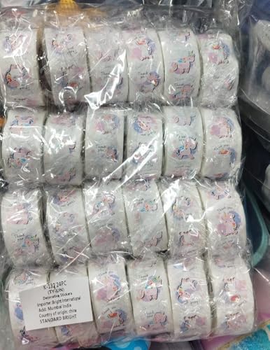 Image of 500pcs Watercolor Thank You Stickers, Round Thank You Adhesive Sticker for Small Business Wedding Supplies Packing Stickers Gift Wrap (1, Thank You Unicorn Stickers)