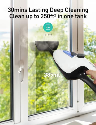 Image of Aspiron 12-in-1 Steam Mop, Fast 15-Sec Heat-Up, 1500W Detachable Handheld Steam Cleaner with 2 Dirt Grip Pads, Removes 99.99% Stubborn Stains for Hardwood Floors, Windows, Tiles, Furniture, Black