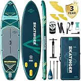 Skatinger 11'6×35" Super Wide Inflatable Paddle Board, Premium Woven Drop-Stitch Tech, 450lb/3 People/Family Paddle Board, Shoulder Strap, 100L Backpack, Ultra-Light, All-Round Sup Board