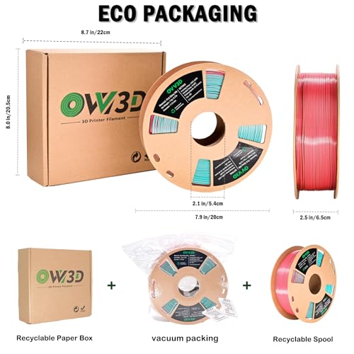Image of OVV3D PLA Filament 1.75mm Tri-Colors, 3D Printer Filament Silk PLA Filament, Rainbow PLA Filament with Silk PLA Sky Blue, Pink and Yellow, 3D Printing Filament + /-0.02mm, 1kg /2.2lbs