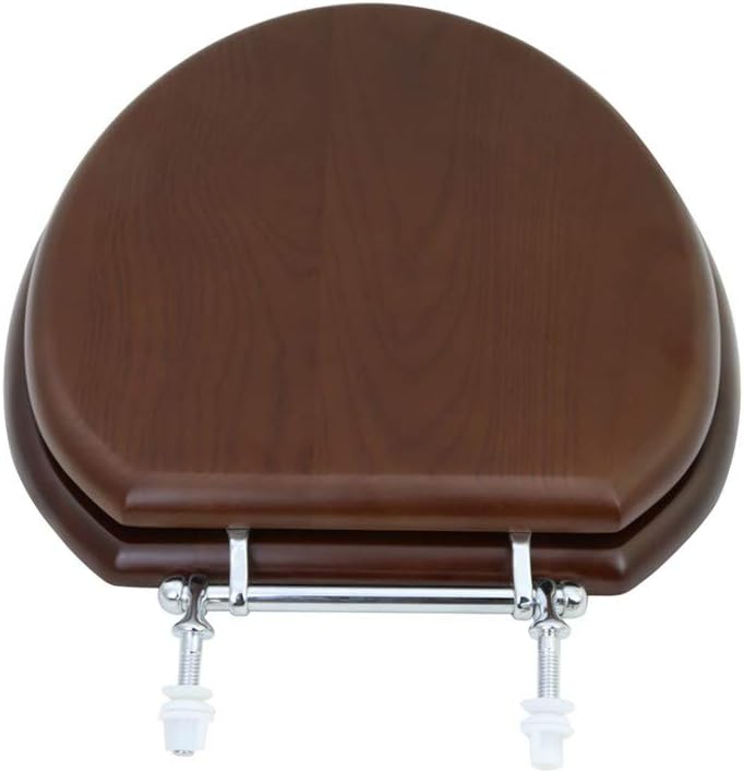 Renovators Supply Manufacturing Toilet Seat Elongated - Dark Oak Wooden Stained With Chrome Hinges And Non Slip Bumper