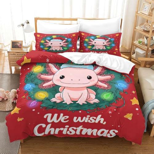 Parure de lit axolotl 135x200 en microfibre avec housse de couette de Noël