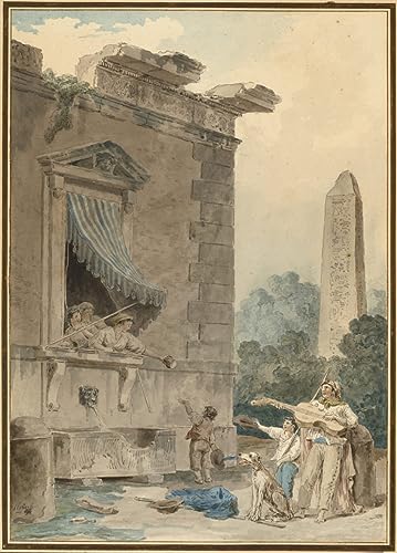 Tableau Dames charitables par Hubert Robert image sur toile 60x90cm