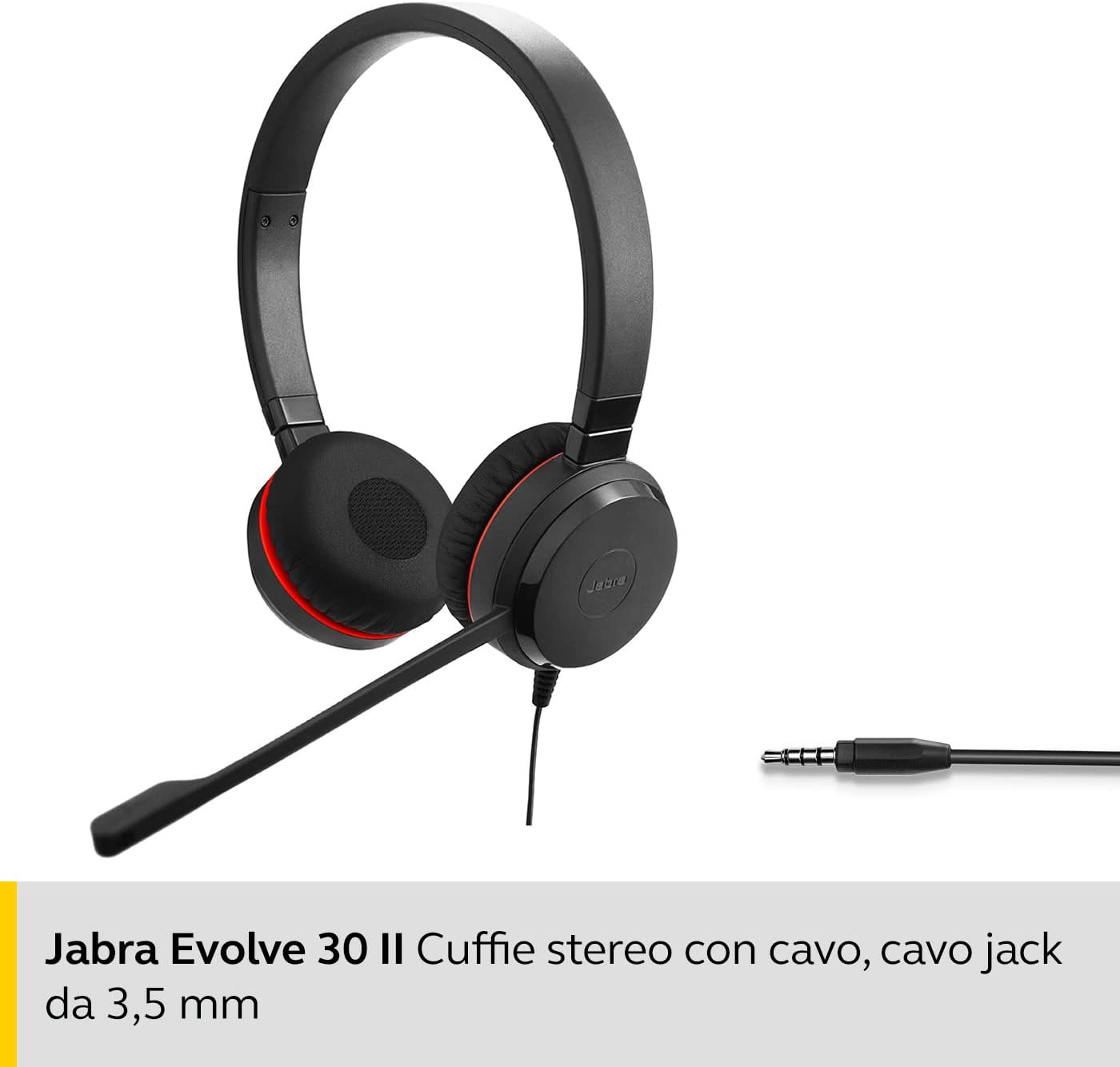 Jabra evolve 30 Uc Cuffie Mono, Cuffie Ottimizzate per Le Uc, per Softphone  Voip, con Cancellazione Passiva Del Rumore, Connessione Jack Di 3,5 Mm,  Nero : Amazon.it: Elettronica