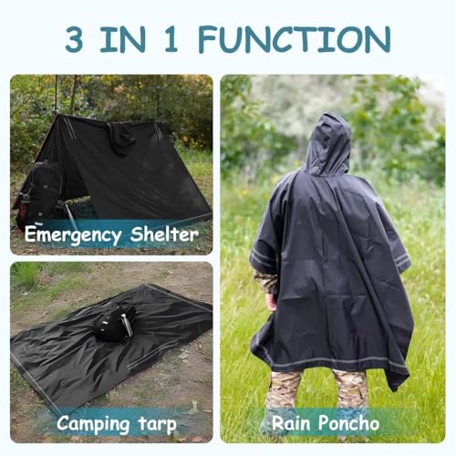 Plus Size Rain Poncho with Hood and Reflective Stripes, Big and Tall Rain Poncho, Ideal as Rain Ponchos for Adults4