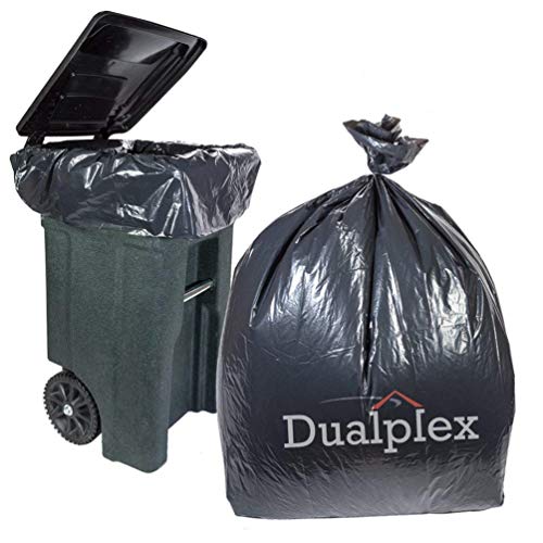 Dualplex 64-65 Gallon Black Trash Bags for Toter, 1.5 Mil Garbage Bag 50 Bags Per Case 50" X 54"