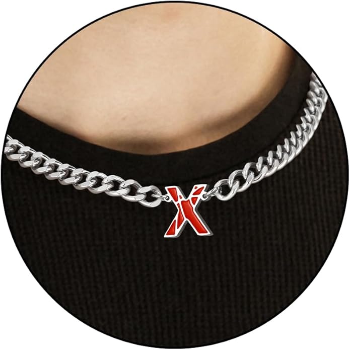 Basketball Necklaces for Boys Stainless Steel Initial Necklace with Letter A-Z 6.5mm Cuban Chain Adjustable Gifts for Men Boys 16+2 Inches