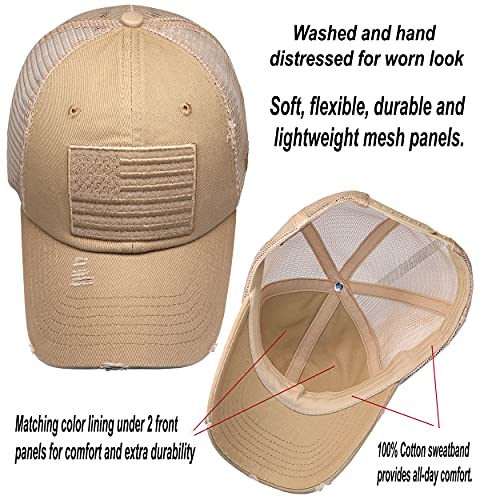 Image of Antourage American Flag Unconstructed Unisex Mesh Snapback Baseball Hat Cap for Men and Women +2 Patriotic Patches Included